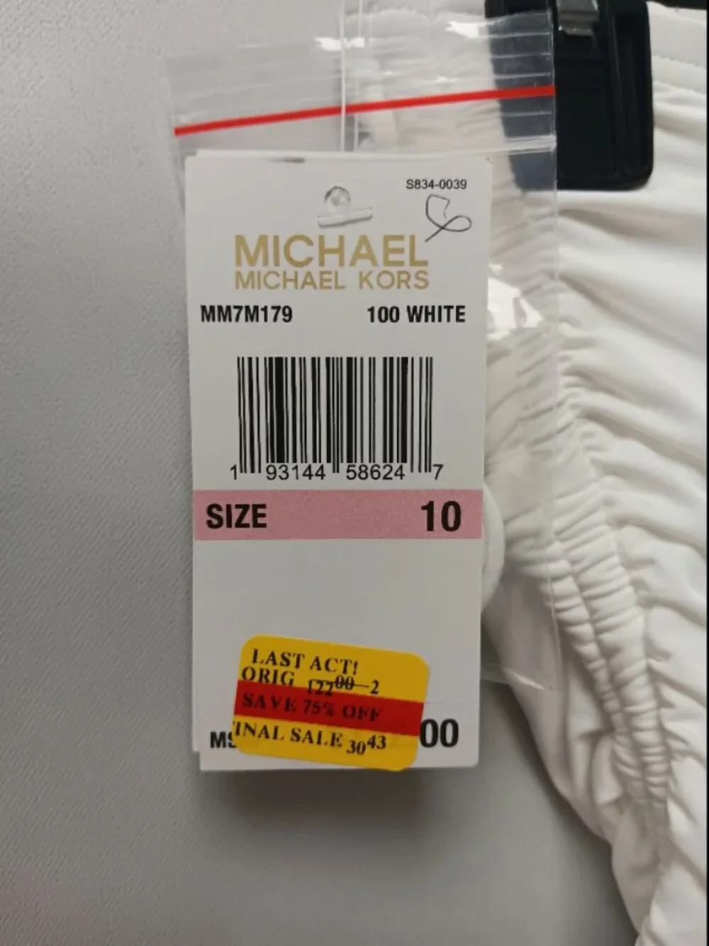 Womens White Swimsuit MICHAEL KORS Size 10 ORG $122 NWT (rack6v)